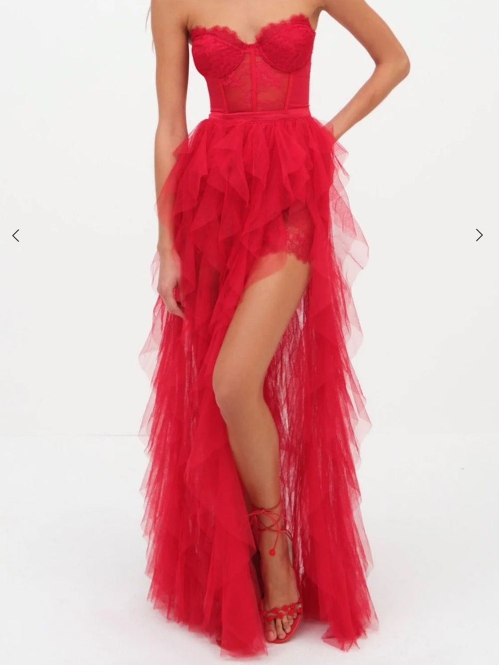 For Love & Lemons Bustier Gown Red